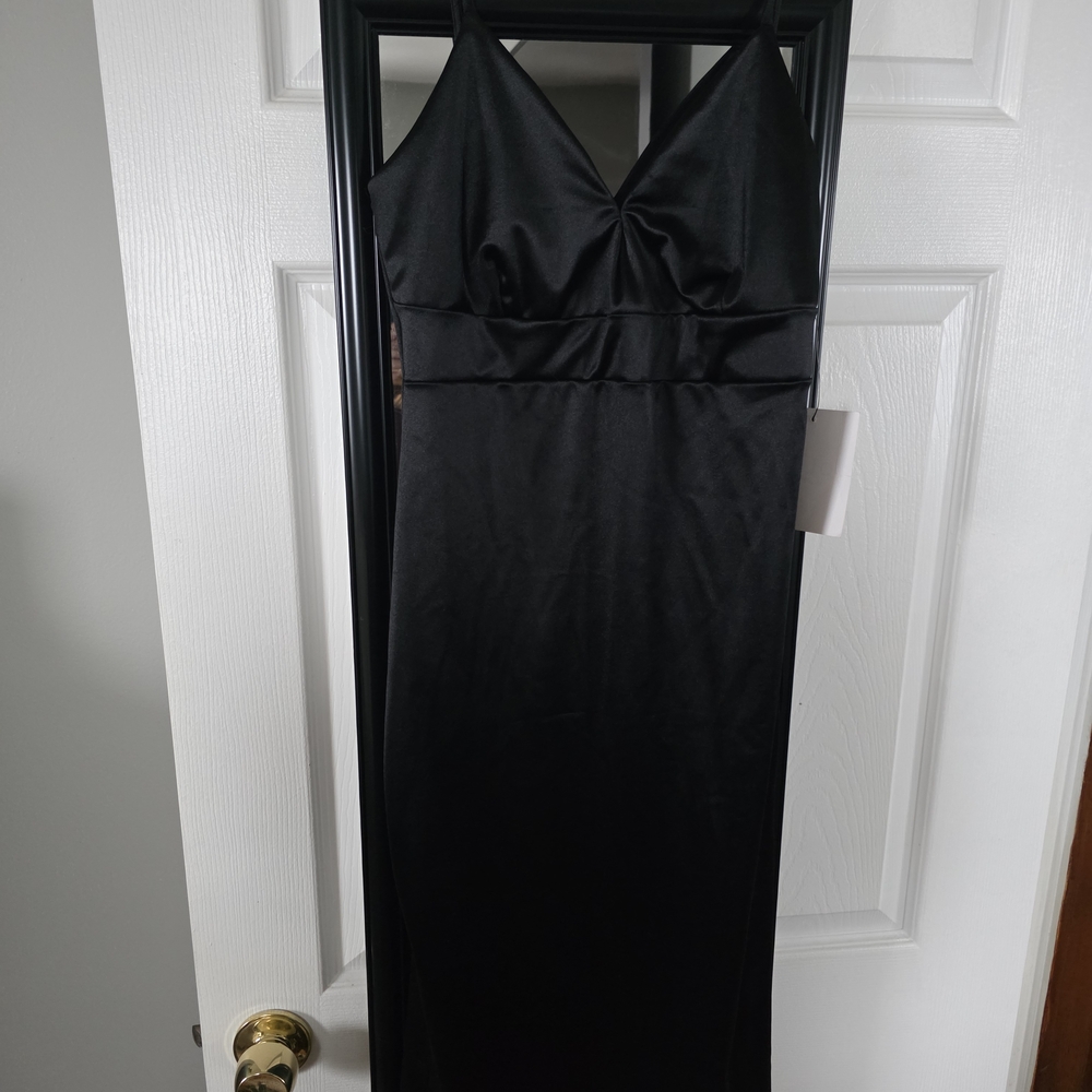 Chic Black Satin Mini Dress